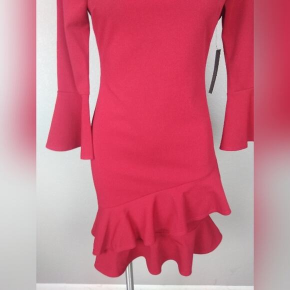 Lulus Sensational Statement Red Ruffled Bodycon Dress Size Small - Picture 14 of 16